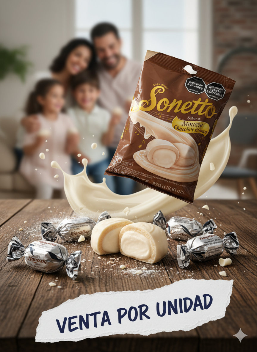 CARAMELO SONETTO SABOR A MOUSSE CHOCOLATE BLANCO -7702174086745 - Imagen 1