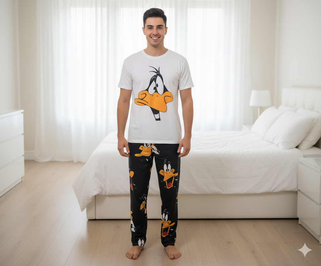 PIJAMA PARA HOMBRE PANTALON+CAMISETA MANGA CORTA  CON VARIEDAD DE DISEÑOS TALLA UNICA / REFERENCIA-1006 - Imagen 1
