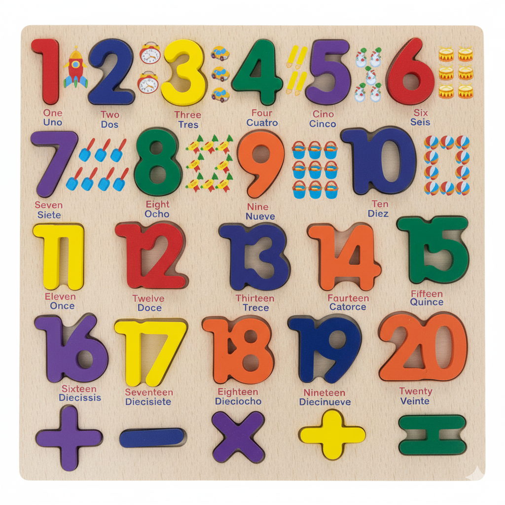 ROMPECABEZAS DIDÁCTICO NÚMEROS EN INGLÉS Y ESPAÑOL -24312-15 - Imagen 1