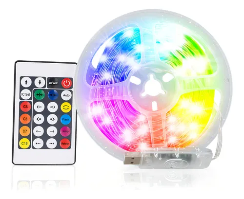 Tira LED RGB USB 15 Metros con Control Remoto y Modo Música