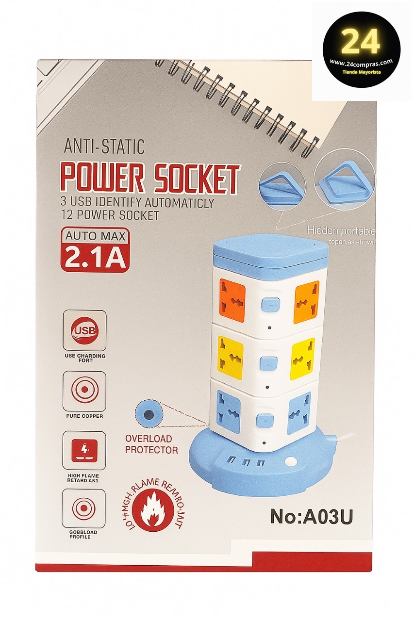 MULTITOMA TORRE 3 PISOS POWER SOCKET NO.A03U 2M 1000063 - Imagen 2
