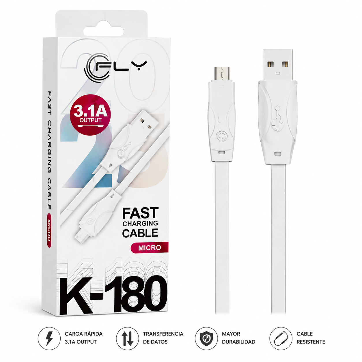 CABLE MICRO USB CARGA RÁPIDA K-180 3.1A