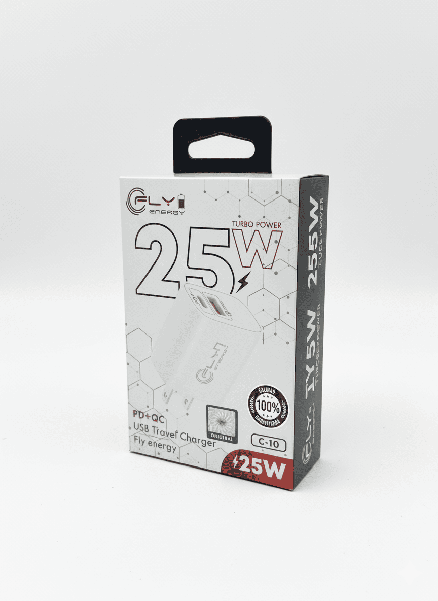 CARGADOR DOBLE PUERTO  USB + USB-C PD  -  C-10 - Imagen 1