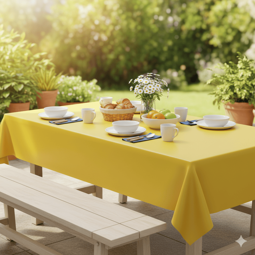 MANTEL PLASTICO REUTILIZABLE AMARILLO - 137X183  -  1414-1 - Imagen 1