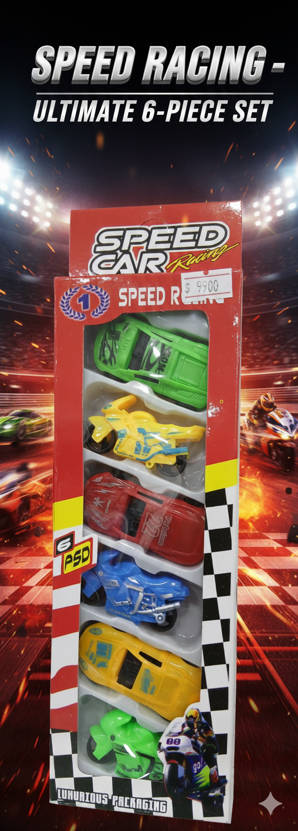 JUGUETE CARRO POR 6 CARROS +MOTOS/ REF-1506D - Imagen 1