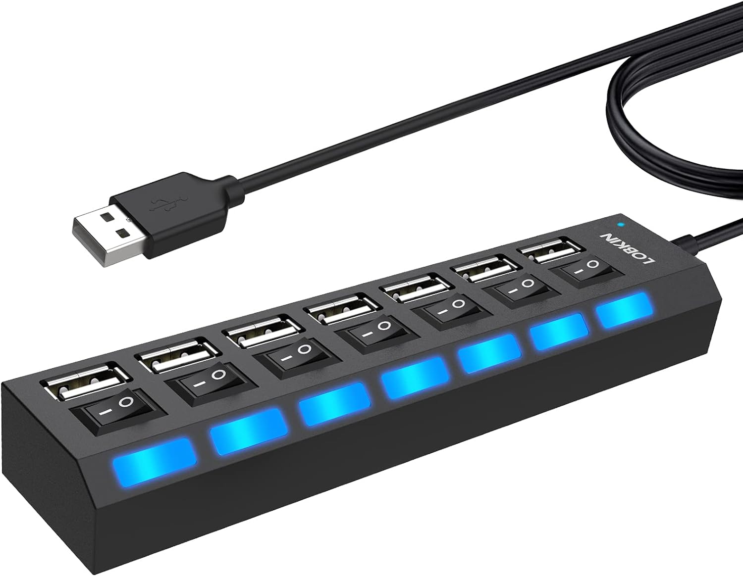 Hub USB 2.0 de 7 Puertos con Interruptores y LED