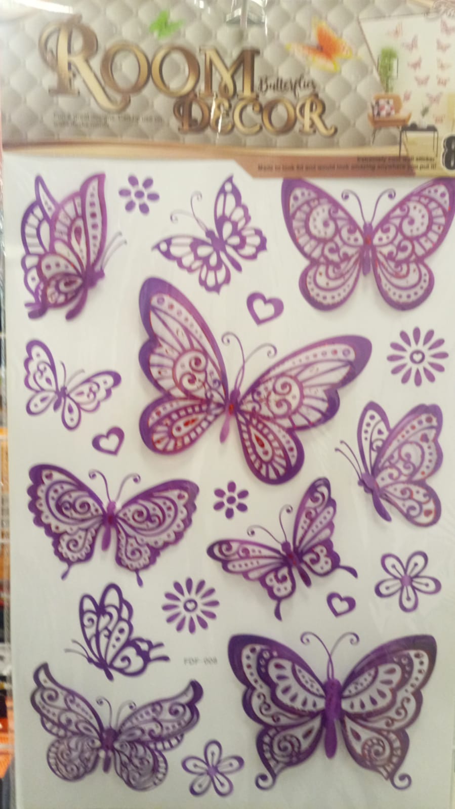 MARIPOSAS ADHESIVOS PARED X11 + 9 ADORNOS - FDF-008  ZJ225454 - Imagen 1