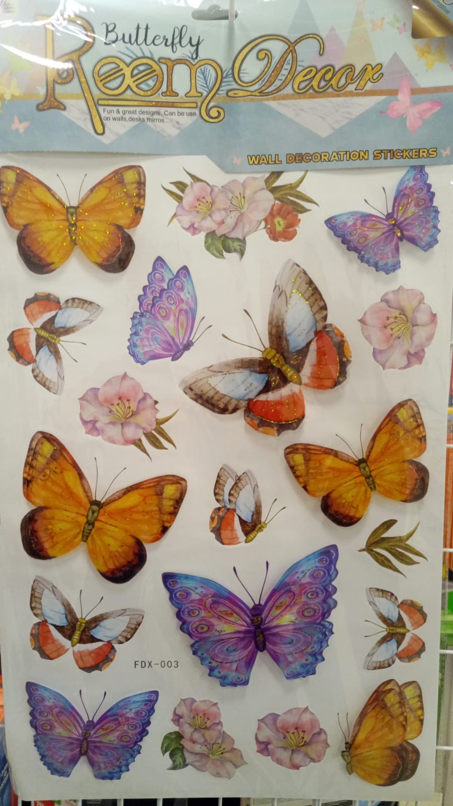 MARIPOSAS ADHESIVOS PARED X13 + 6 FLORES - FDX-003  ZJ225455 - Imagen 1