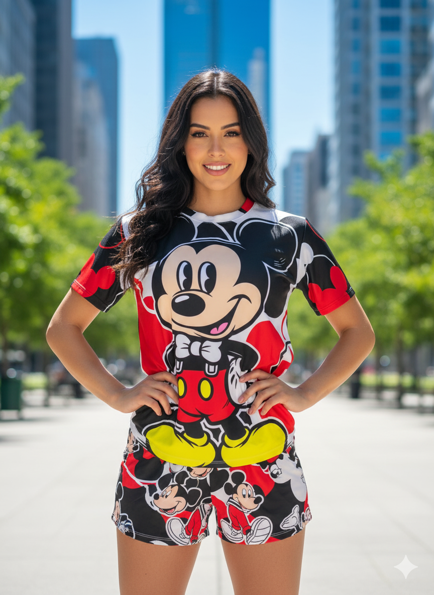 PIJAMA PARA DAMA SHORT+CAMISETA MANGA CORTA/PANTALON+ CAMISETA MANGA CORTA TALLA PLUS REFERENCIA -1154 - Imagen 2