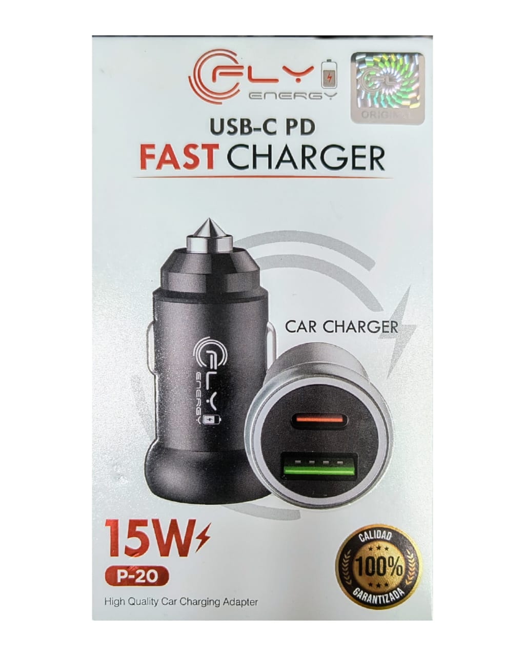 Cargador de Coche Fly Energy : Carga Rápida Dual (15W)