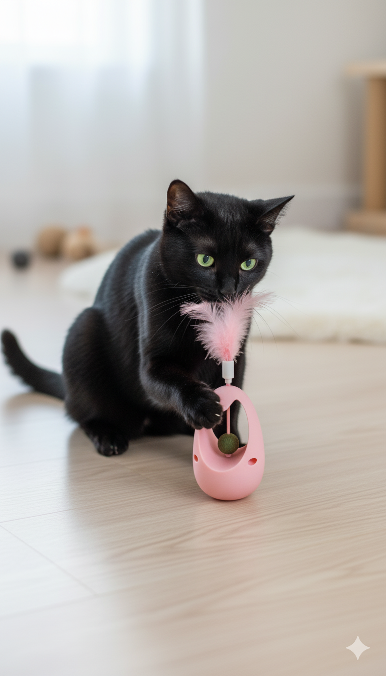 JUGUETES INTERACTIVOS DE PLUMAS PARA GATOS BASE DE JUEGO CON PELOTA - MP0316 - Imagen 1