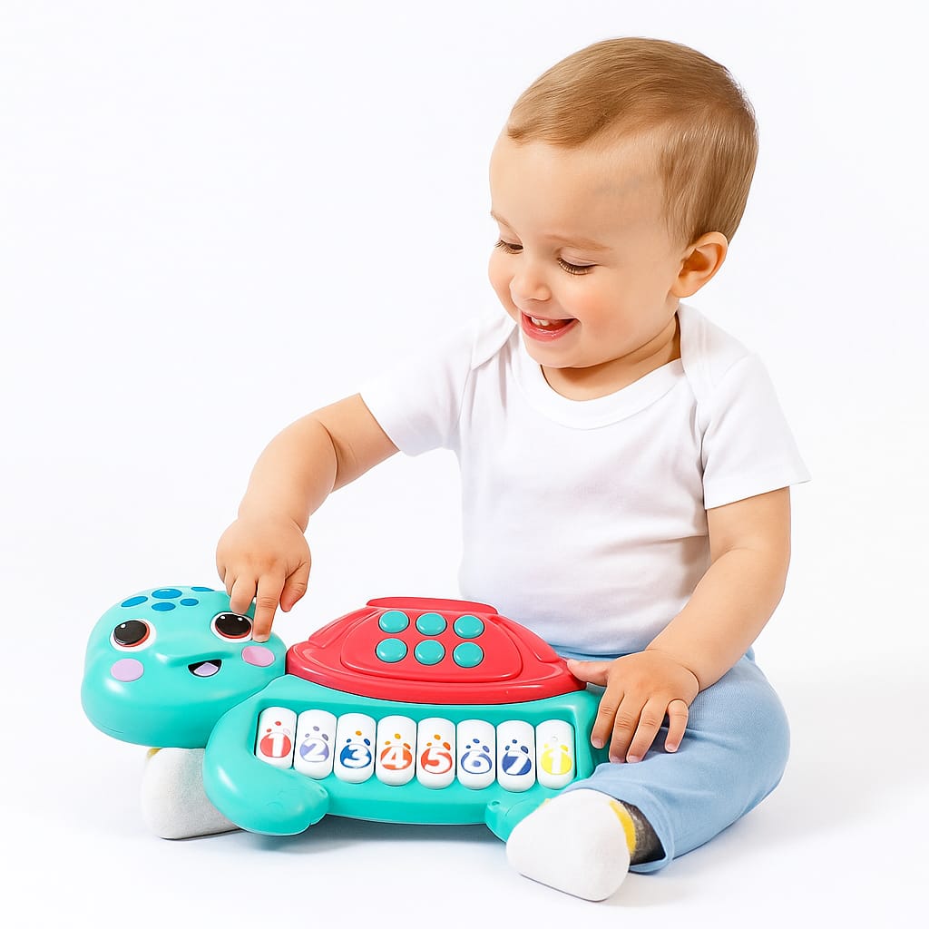 PIANO INFANTIL TORTUGA MUSICAL CON LUCES 6626 - Imagen 1