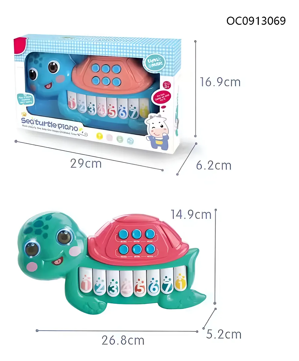 PIANO INFANTIL TORTUGA MUSICAL CON LUCES 6626 - Imagen 3