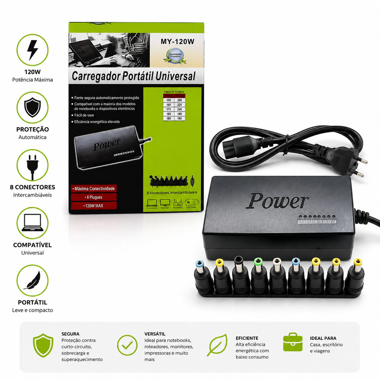 CARGADOR UNIVERSAL PARA COMPUTADOR PORTATIL P9 PUNTAS