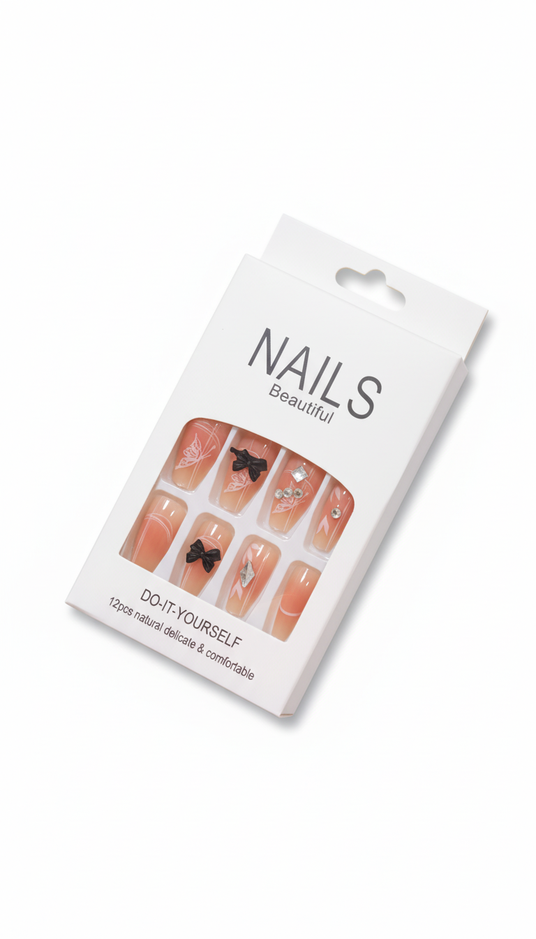 UÑAS POSTIZAS DECORADAS 12 UNIDADES - FAN-539 - Imagen 1